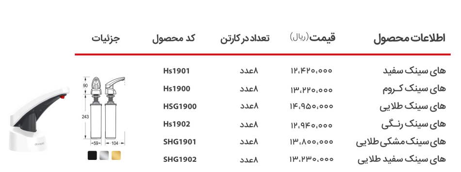 قیمت جامایع های سینک 1404