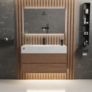 روشویی سرامیکی لانیز مدل وودتاپ